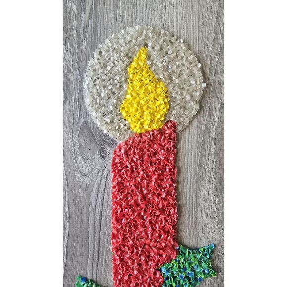 Vintage Mid Century Melted Plastic Popcorn Christmas Candle Pair 23" - Picture 2 of 10